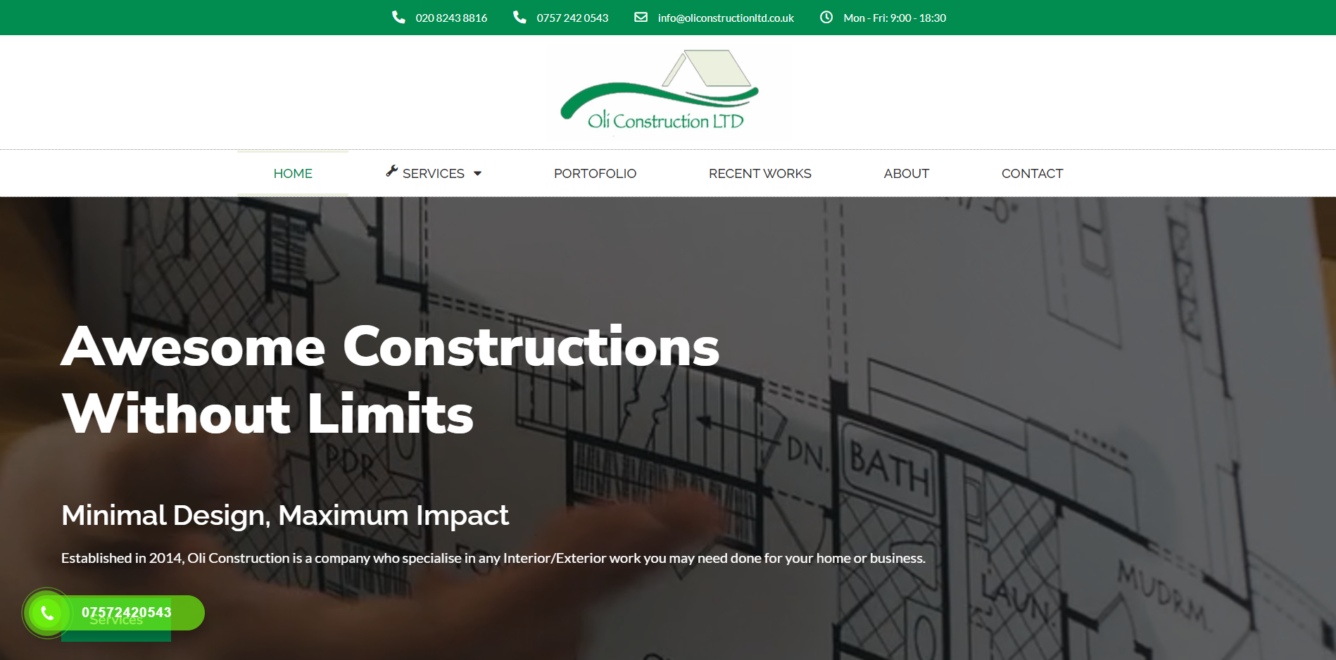 Oli Construction — business website preview